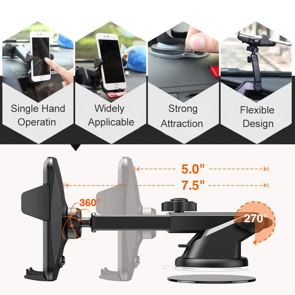 360° Mount Holder Car Windshield Stand For iPhone Samsung Mobile Cell Phone GPS - Image 3 of 4