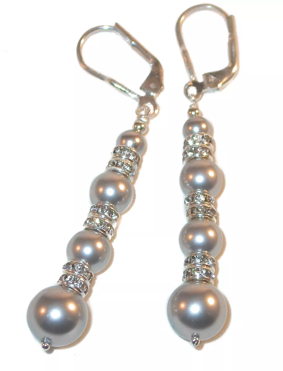 Light grey shop pearl earrings