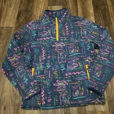 Chubbies Jacket Size Medium Blue Multicolor Pattern 1/4 Zip Pullover Sweatshirt