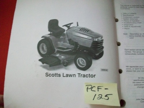 JOHN DEERE TECHNICAL MANUAL SCOTTS LAWN TRACTORS MODEL #'s S1642 S1742 S2046 - Picture 3 of 5