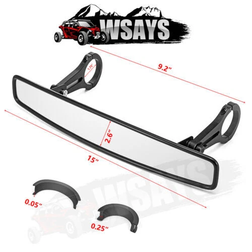 Espejo retrovisor ancho curvo jaula barra antivuelco de 1,5"" para Yamaha Rhino 450 660 700  Foto 2 de 4