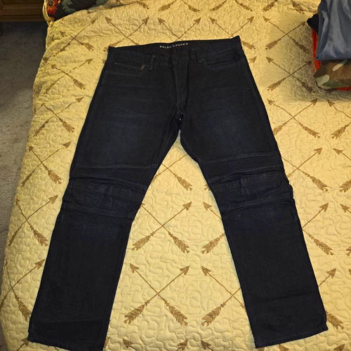 Ralph Lauren Black Label Men’s Navy  Straight Biker Stretch Jeans 36