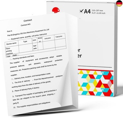 Phomemo A4 Druckerpapier, M832 Einzelnes Blatt Weißes Thermopapier für M