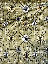 Michael Miller Stretch Velour Mid Century Atomic Fabric Olive #5440 60" W x 3 Yd