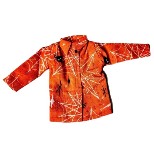 Orange Spider Web Halloween Shirt Clothes Outfit Fits 12" Boy Fashion Doll 1:6