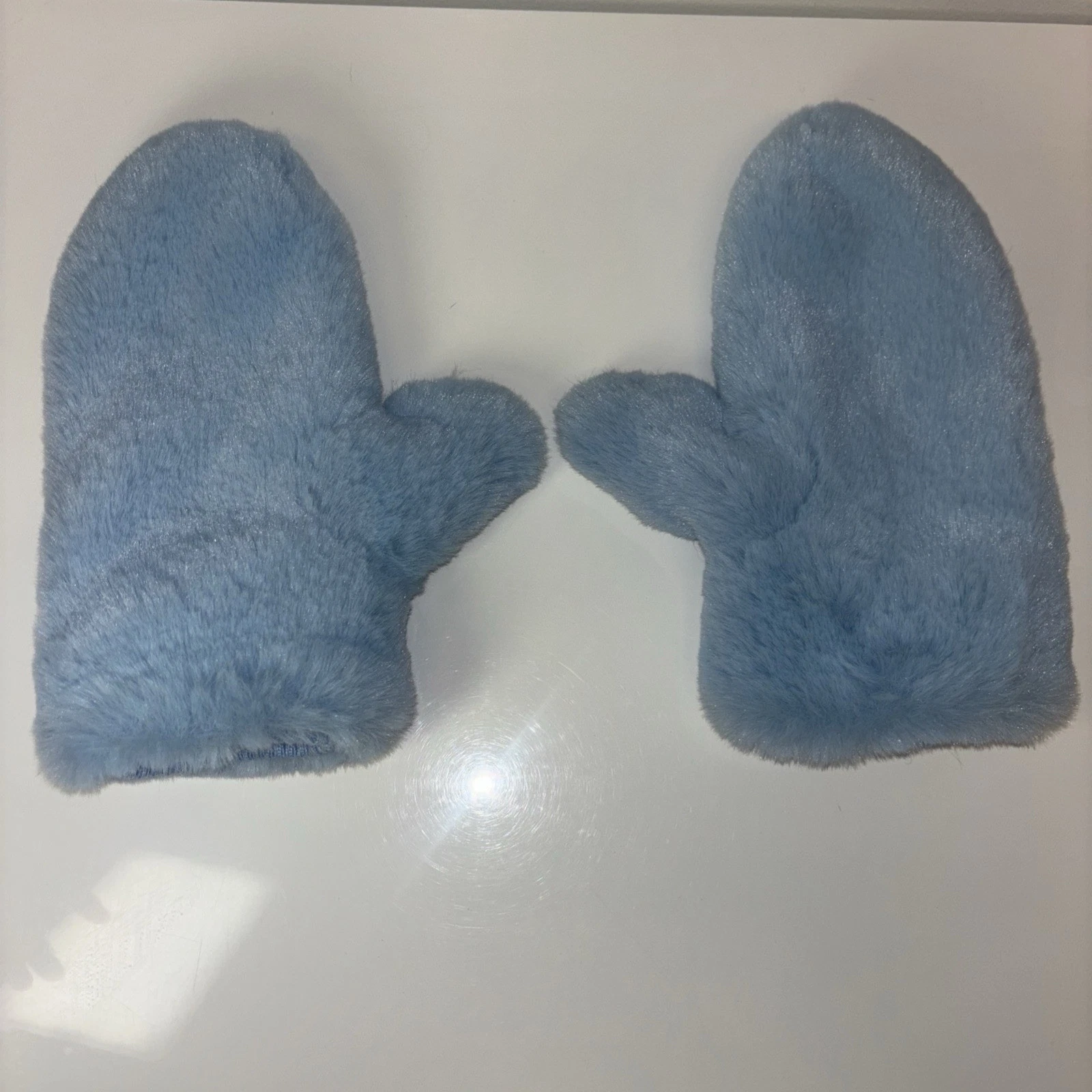 Blue Faux Fur mittens Women’s Gloves Sz Small luxury gift winter mittens Fluffy