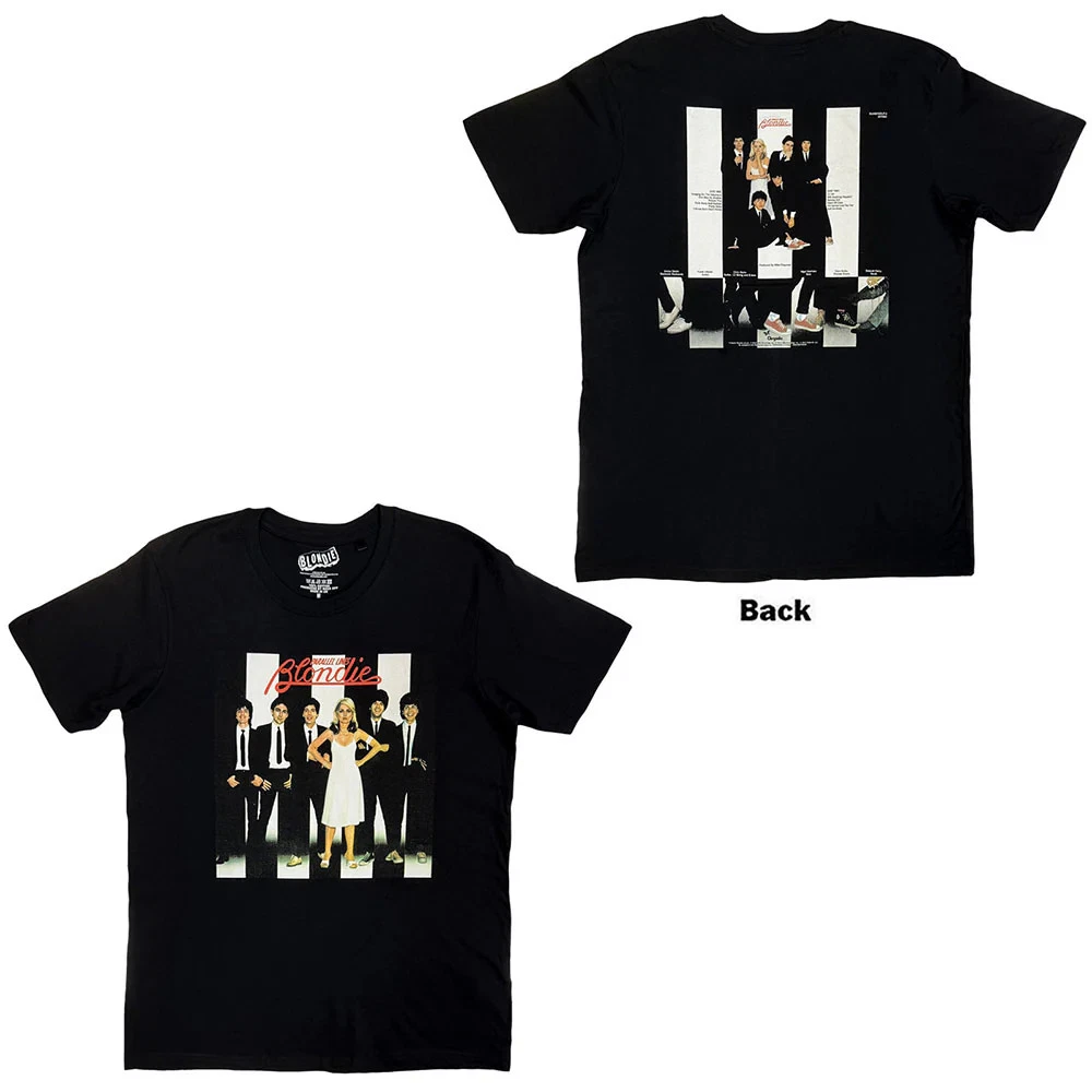 Blondie T-Shirt: Parallel Lines (Black) (Back Print) OFFICIAL NEW