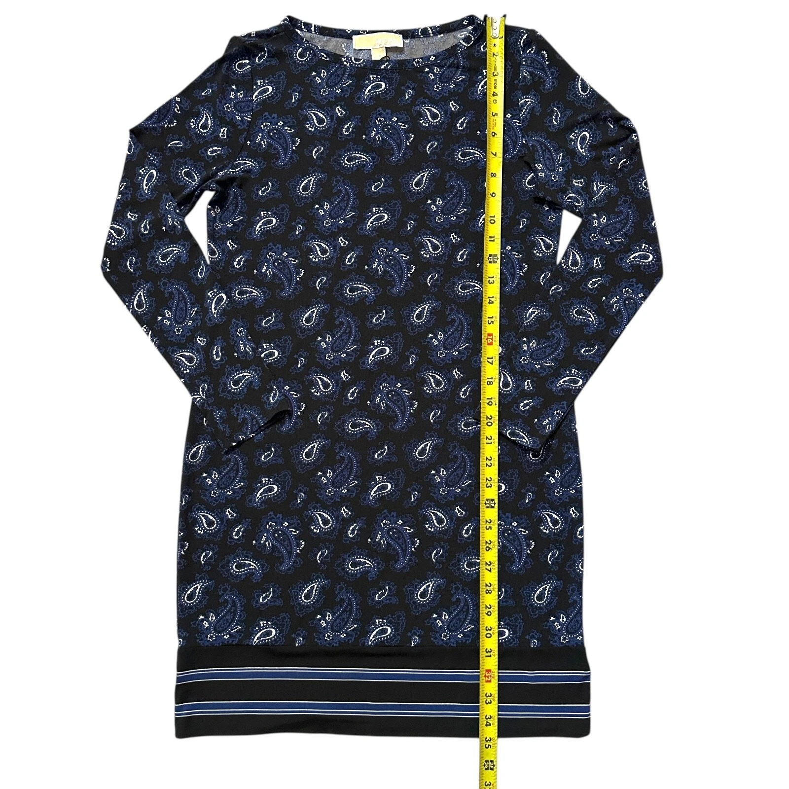 Abito tunica Michael Kors Paisley elasticizzato manica lunga media donna anni 70 retrò