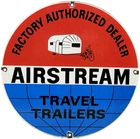VINTAGE AIRSTREAM TRAVEL TRAILERS PORCELAIN SIGN DEALERSHIP GAS MOTOR OIL BIKE