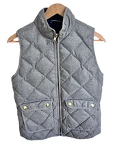 J Crew Quilted Down Full Zip Up Vest Heather Gray Jacket Womens Sz Small
