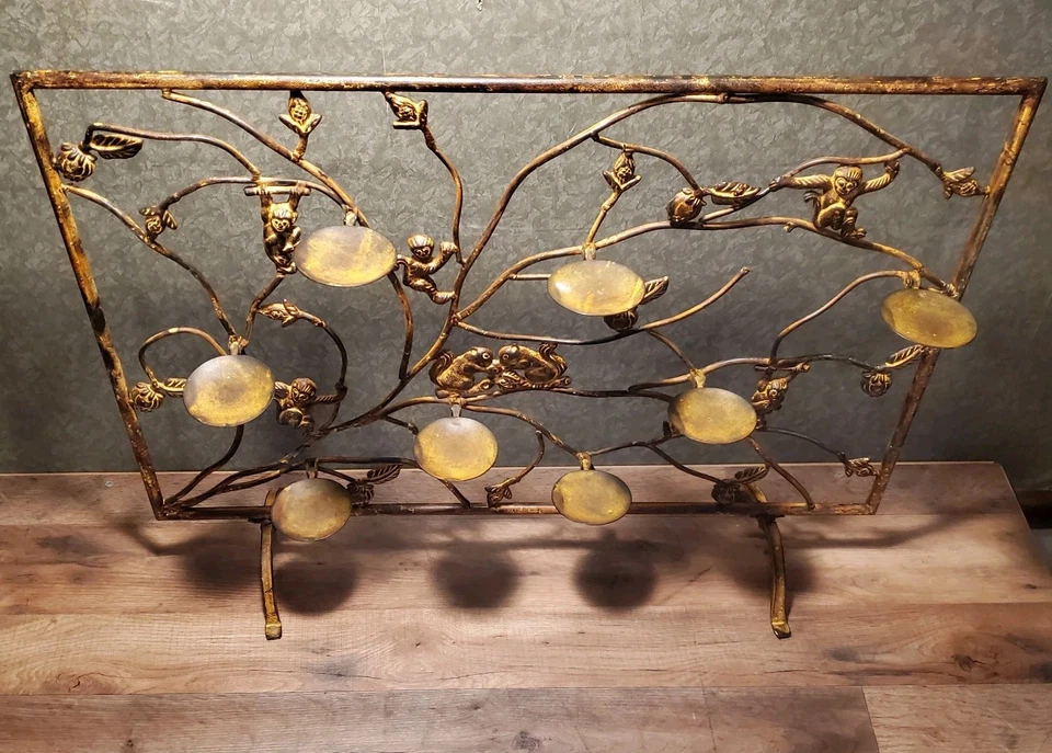 Antique India Diya Puja Candle Holder Iron Hand Forged Monkey 28"x23" In Diwali. - Image 3 of 4