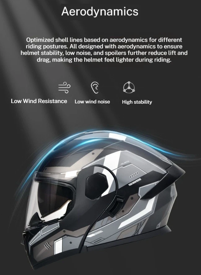 Casco de motocicleta abatible modular certificado por el DOT doble lente casco facial completo para hombres Foto 4 de 4