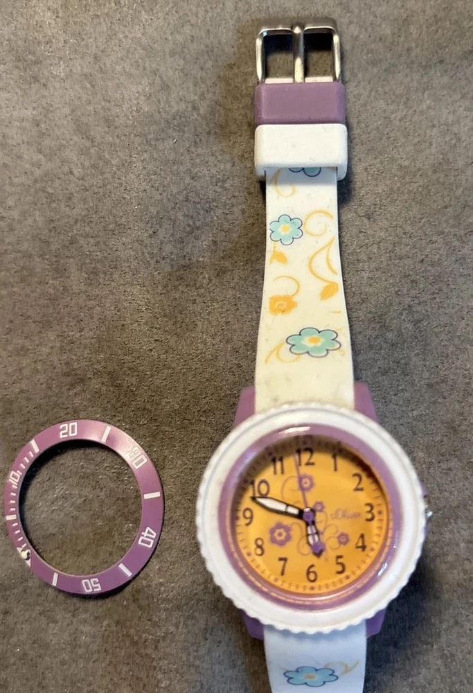 S. Oliver, Kinder Armbanduhr, mit Blumen, für Bastler