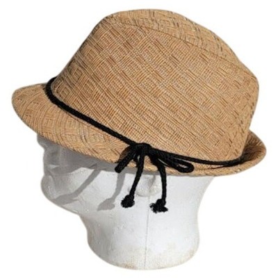 DP Paper Straw Fedora Hat One Size Black Rope Band M24