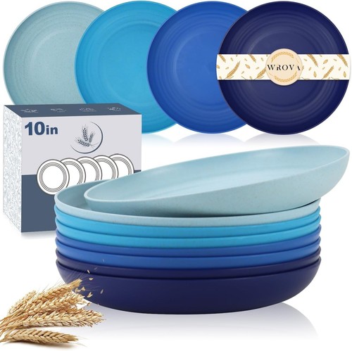 Wheat Straw Plates 10 Inch Deep Dinner Plates Set of 8 - 10 in Ocean ...
