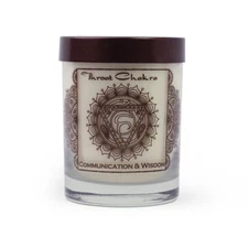 Candle Throat Chakra Vishudda - Woods & Amber - Communication and Wisdom 10.5 oz