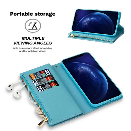 Leder Für Samsung S25 S24 S23 Ultra A54 A16 A55 Glitzer Handy Tasche Flip Hülle - Bild 6 von 22