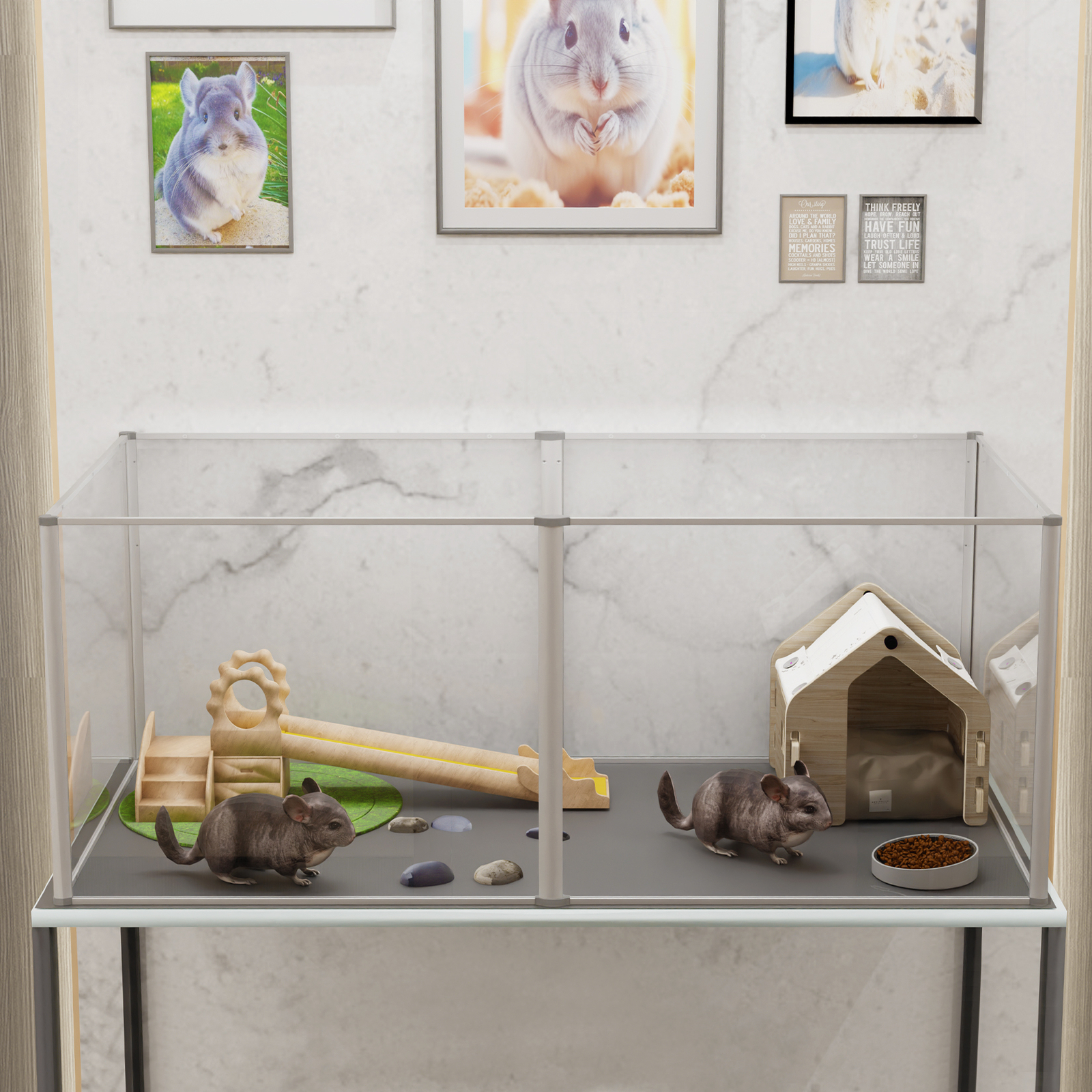 BingoPaw 6 Panels Small Animals Acrylic Playpen Guinea Pigs Hedgehogs Clear Cage