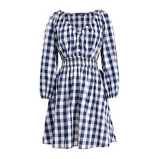 J.Crew Navy and White gingham v-neck dress NWT Medium