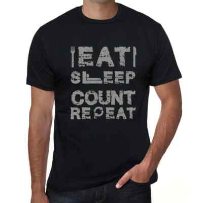 Herren Grafik T-Shirt Essen Schlafen Zählen Wiederholen   Eat Sleep Count Repeat