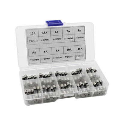 100PCS 5x20mm Auto Car Glass Tube Fuses Assorted Kit Fast Blow 0.2A 0.5A - 15A