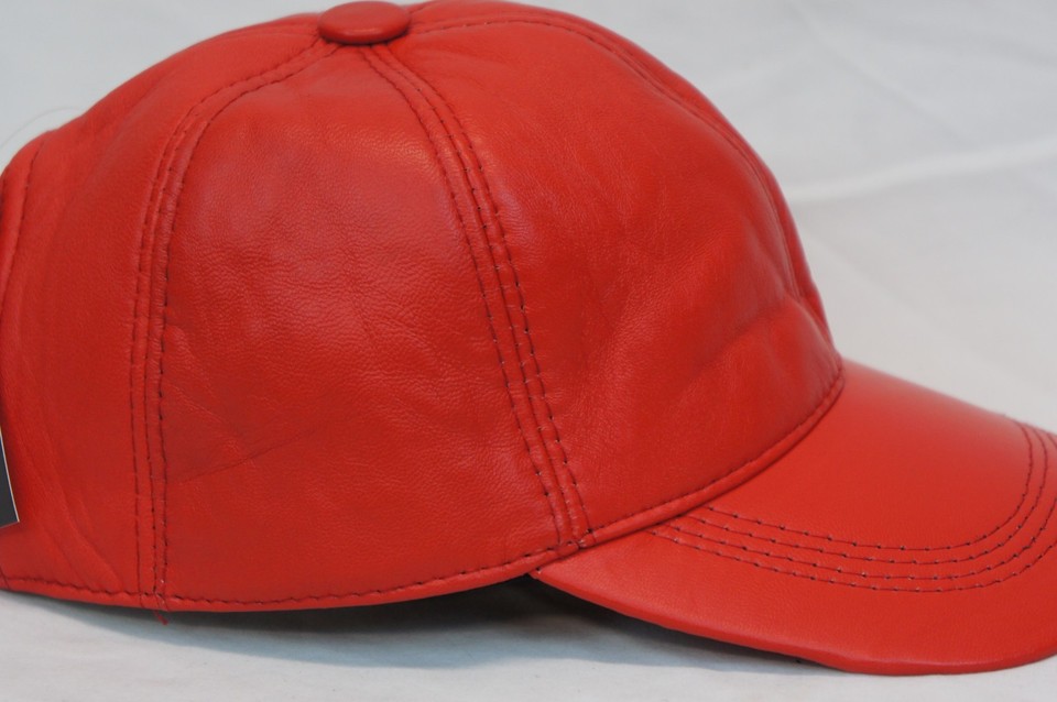 Solid Genuine Lambskin Leather Cap