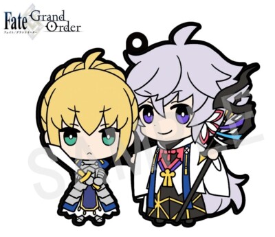 Fate/Grand Order Rubber Mascot Buddy Colle Keychain Saber Altria & Caster Merlin