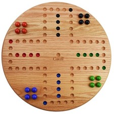 Marbles Board Game 17.5 inch Diameter 4 Player Hand Painted