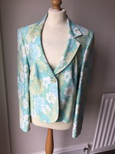 Aqua Blue Floral Short Jacket Size 12, Lovely For A Special Occasion. Nwot.