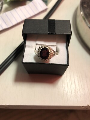 Vintage Ss 925 Deep Purple Amethyst (Lab Created) High Filigree Ring Sz 10