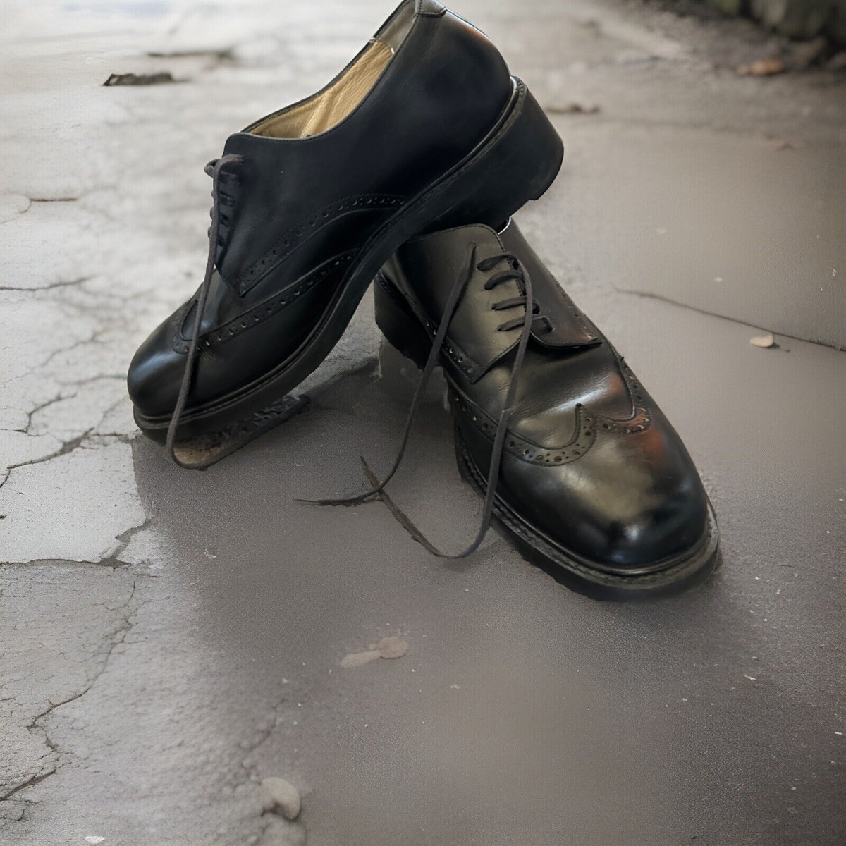 J Fenestrier Paris Black Leather Goodyear Welted Derby Shoes WIDE /HANDMADE Joseph Fenestrier Paris All Weather Derby  main image 2