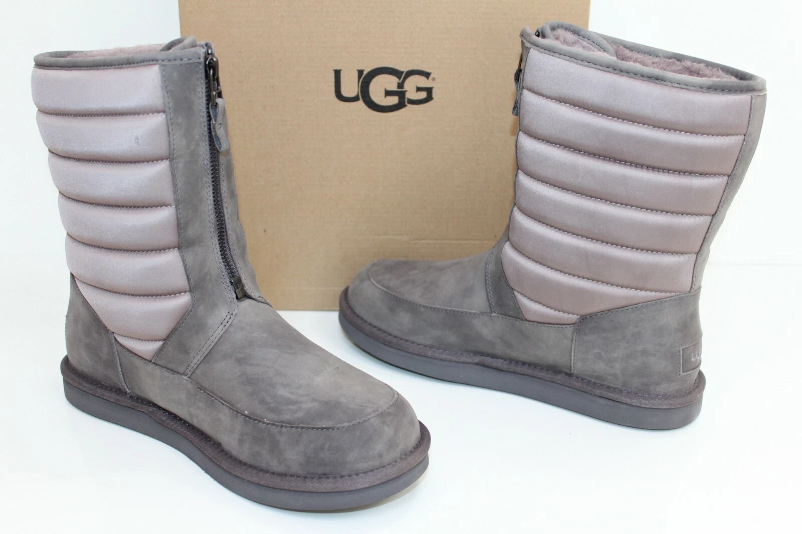 Stivali da neve UGG Australia 1013292 Zaire corti zip pelle di pecora scamosciata grigio notte 7