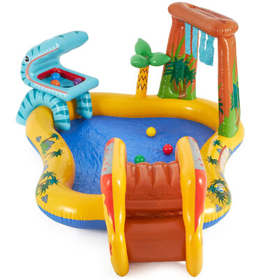 Intex Dinosaurier Play Center Kinderpool mit Rutsche und Sprüher Badeinsel 57444