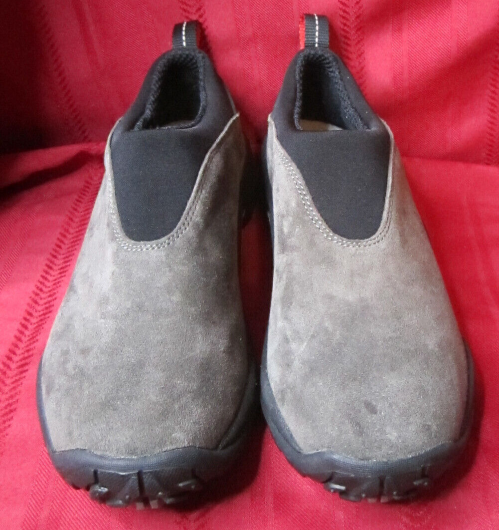 MERRELL Scarpe da trekking slip on comode slip on grigio pelle scamosciata orbita moc donna fumo di pistola taglia 8