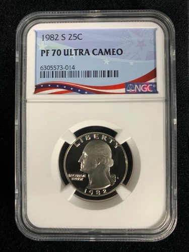 1982 S WASHINGTON QUARTER 25C PF70 ULTRA CAMEO NGC; TOP POP = 178; SKU 2989