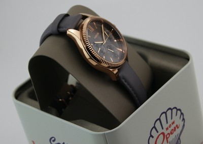 NEW AUTHENTIC FOSSIL RYE MULTIFUNCTION ROSE GOLD GREY LEATHER 