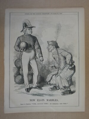 full page punch cartoon 1860 THE NEW ELGIN MARBLES peking / Treaty of Tientsin