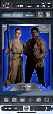 Topps Star Wars Digital Card Trader Tier 9 - Blue Cloth Rey & Finn S3 - 100 cc