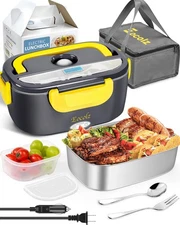 Electric Lunch Box Food Heater Warmer 60W, 2 in 1 Portable Lunch Box for Car Tru