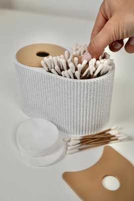 MILIA Minimalist Bathroom Organizer   Cotton Pad & Cotton Swab Storage, Modern D