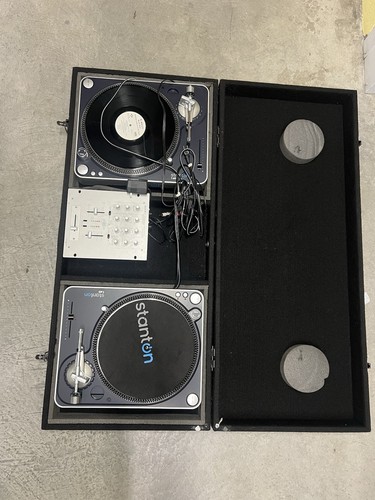 Complete Stanton Vinyl DJ Rig - 2x T.60 Direct Drive Turntables, Mixer & Case