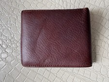 VTG Genuine Leather Wallet Unisex Pebbled Brown Bifold Embossed Oak Leaf Logo
