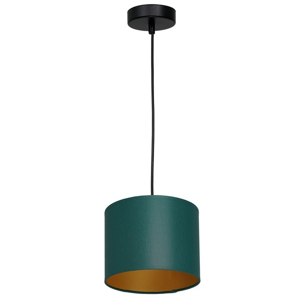 HäNgelampe Stoff Schwarz Petrol Gold Esszimmer Ø18 Cm E27 Esstisch Pendelleuchte-image