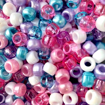 100 Einhorn Mix Perlen Pony Perlen 9x6mm Fassform Kunststoffperlen