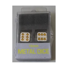 Koplow Dice Metal 15mm d6 Metal Dice w/Yellow Pips (2) NM