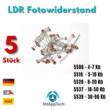 5x LDR Fotowiderstand Photo Resistor Light Transistoren 5506 5516 5528 5537 5539