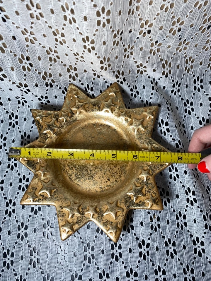 "Candelabro vintage cepillado tono dorado 8"" plato en forma de estrella decoración navideña" Foto 2 de 4