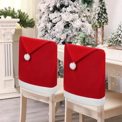 ROLOSI 6PCS Christmas Chair Covers Red Santa Claus Hat Xmas 6 Pack,