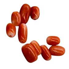 Coral Oval Graduated Beads Parcel  20 Beads  8x4 to 6x3mm  Red 