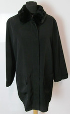 Debenhams Nuage Silkana Women's Black Long Coat Faux Fur Neck UK Size 14